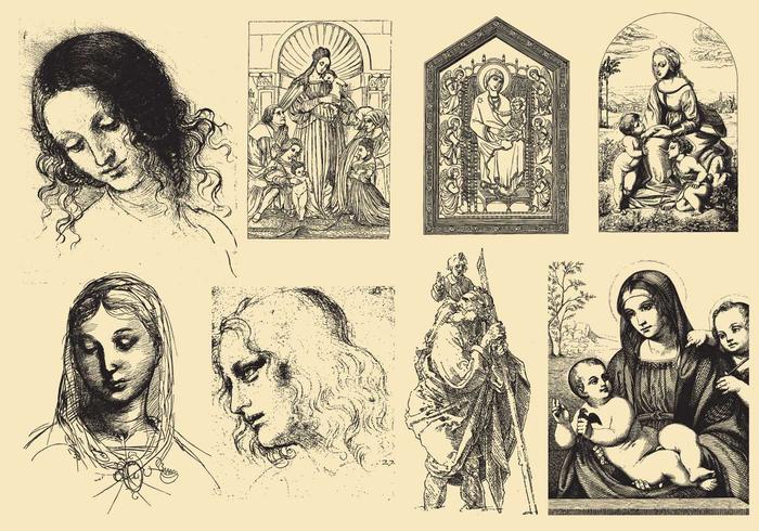 Renaissance Art And Drawings vector