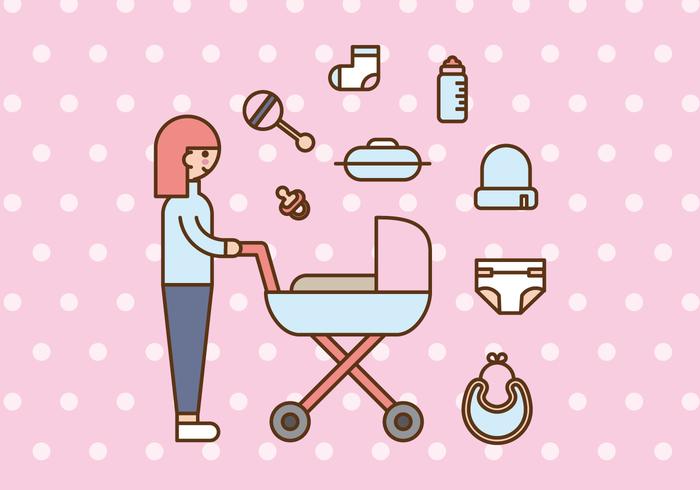Pink Babysitter or Mom and Baby Vectors