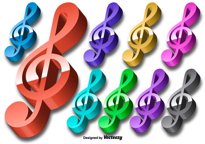 Vector 3D Violín colorido Key Icon Set