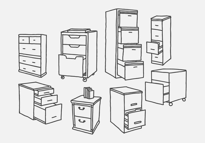 Hand Drawn File Cabinet Vectors