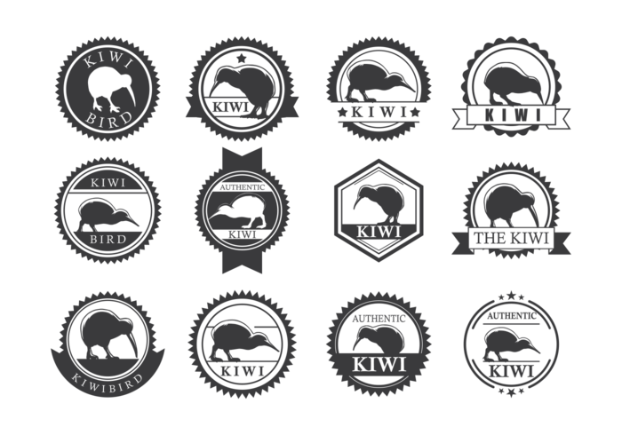 Kiwi Bird Labels Vector