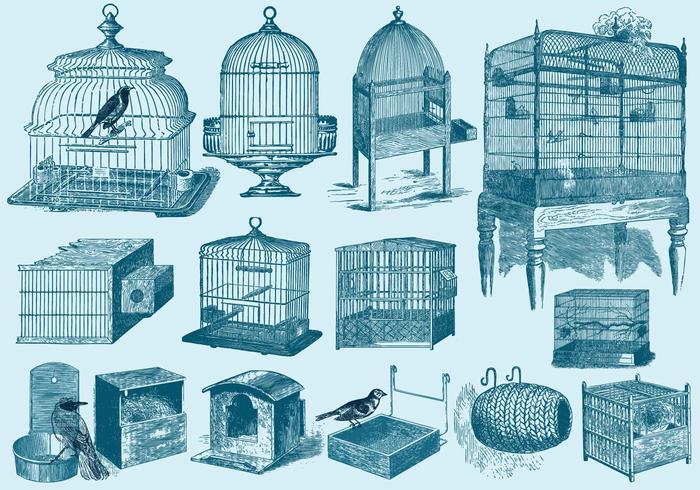 Bird Cages And Nests vector