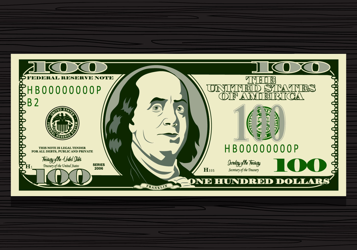 Download 100 Dollar Bill Vector for free.