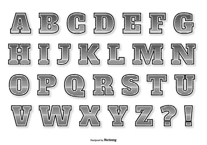 Retro Style Lined Alphabet vector