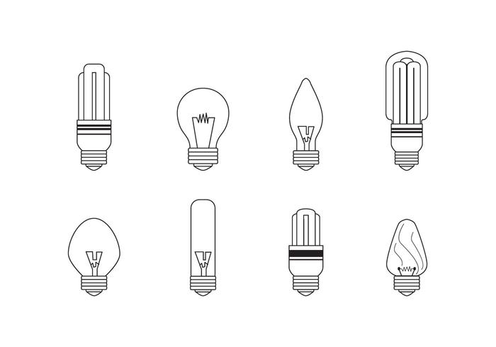 Linear Ampoule Light Bulb Icons vector