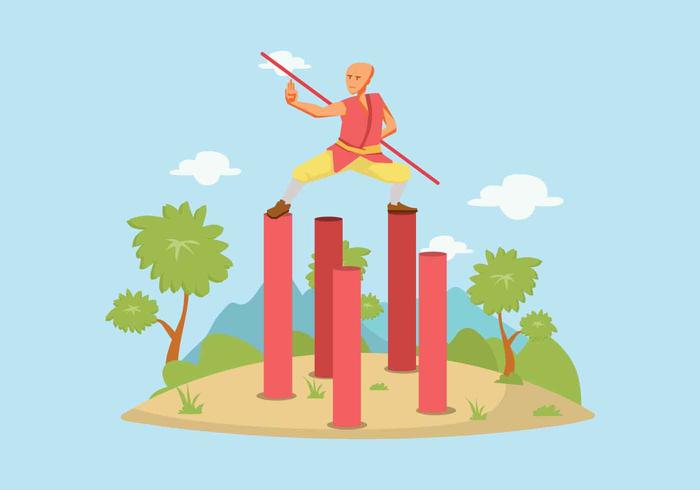 Free Man Practicing Wushu Illustration vector