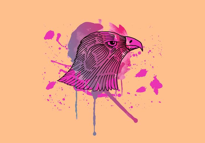 Hawk manchado de tinta de la acuarela vector