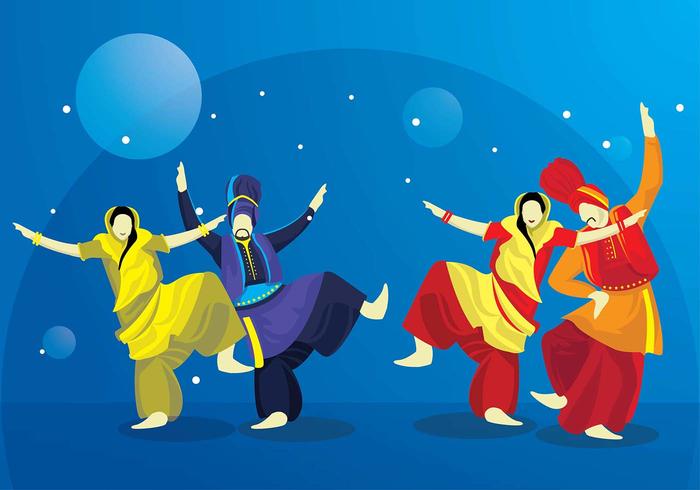 Bhangra Dance Night Outdoor Vector