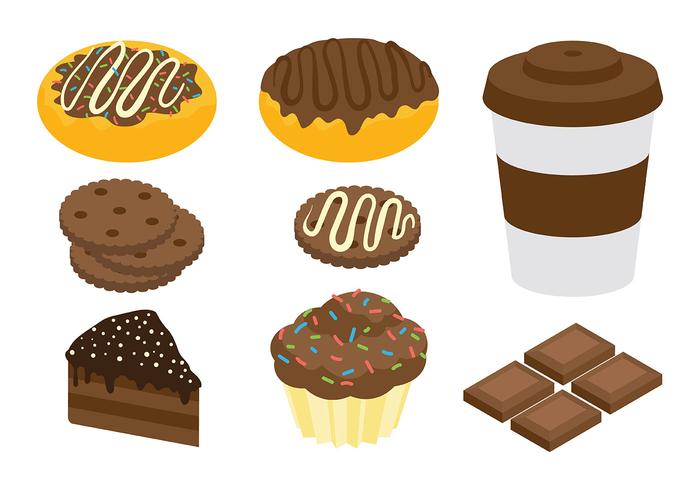 Los iconos de chocolate libres del vector