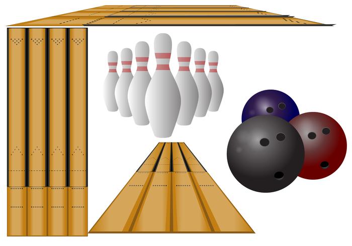 Perspectiva de los bolos del carril Vectores