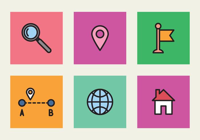 Colorful Icons Of Location vector