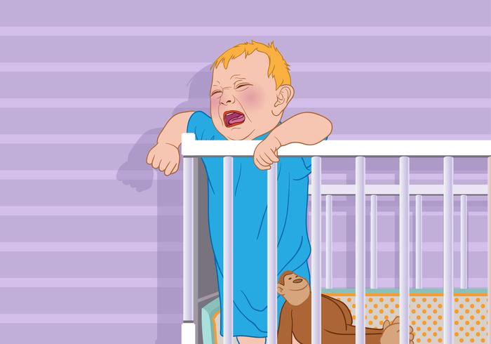 Crying Baby in a Crib Vector 