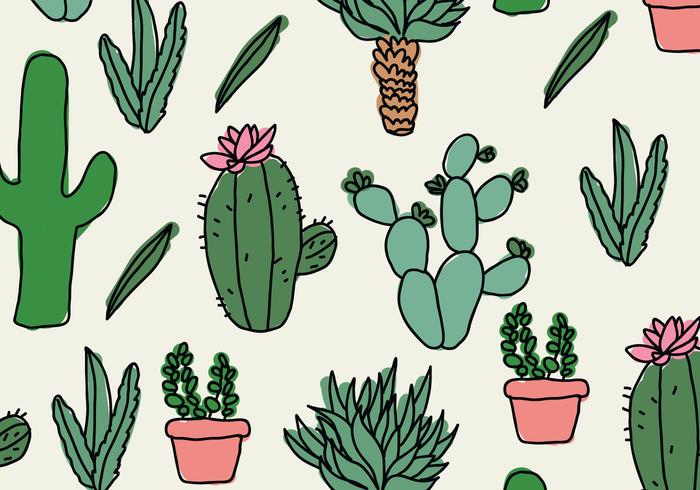 Cactus Doodles Pattern vector