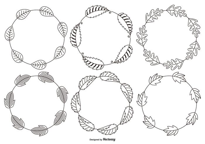 Sketchy Decorative Leaf Frames vector