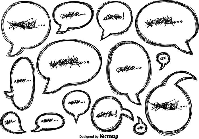 Vector Doodle Speech Bubbles Icons