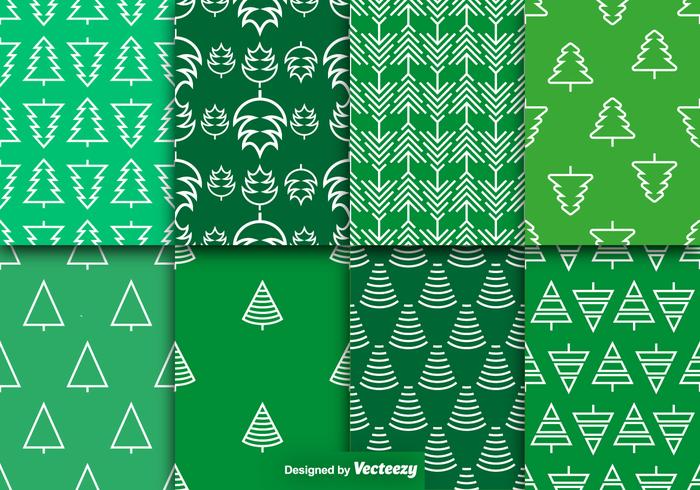 Vector Pine Trees Seamless Patterns Set