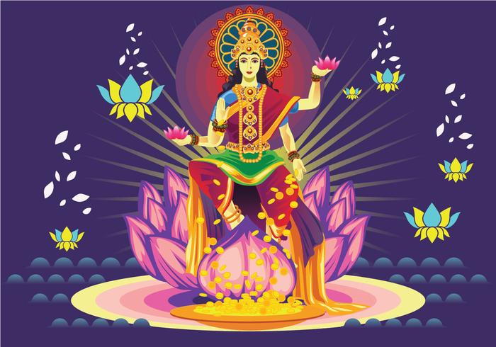 Free Dark Blue Goddess Lakshmi Vector