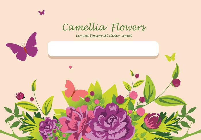 Camelia flores tarjeta de invitación de diseño ilustración vector