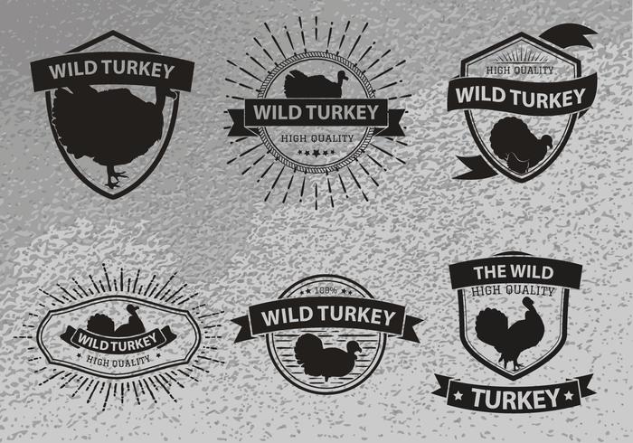 Wild turkey silhouette logo label vector