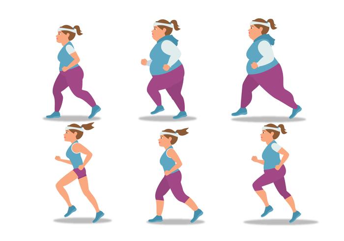 Jogging Girl Vector Set