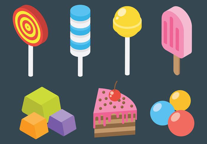 Caramelo libre y postre vector de los iconos