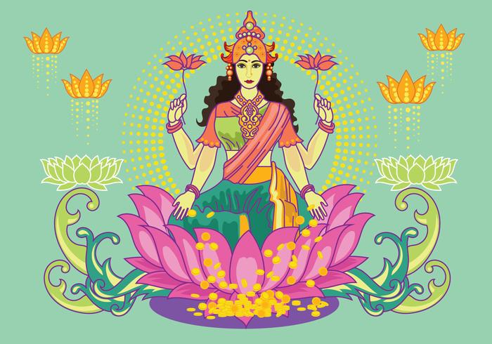 Free Teal Goddess Lakshmi Vector