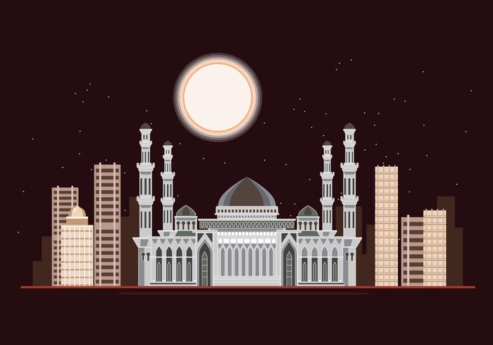 Hazrat Sultan Mosque at Night vector