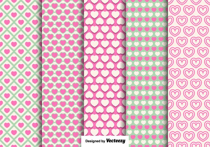 Vector Hearts Seamless Patterns