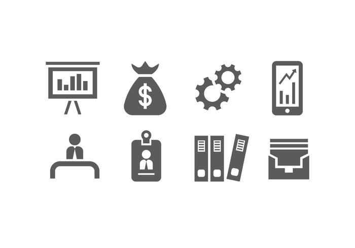 8 Silhouette Business Icon Vectors 