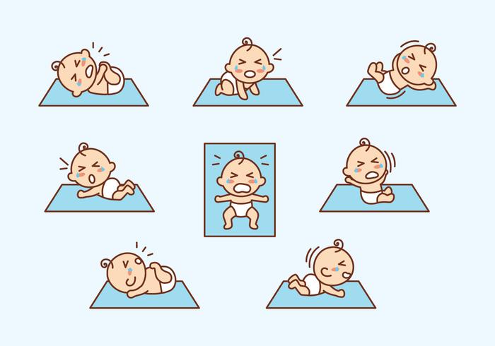 Cartoon Flat Crying Baby Vector