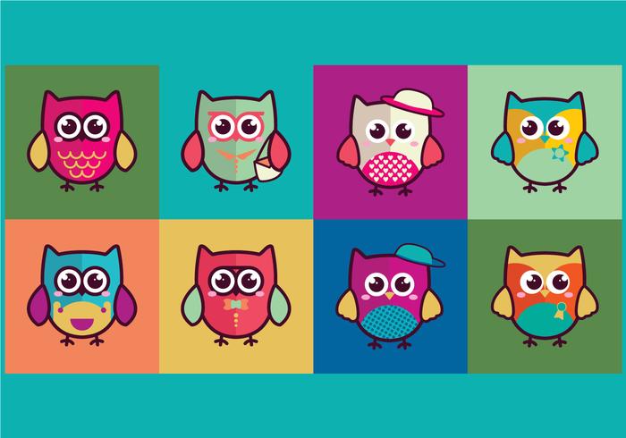 Colorful Cute Owls vector