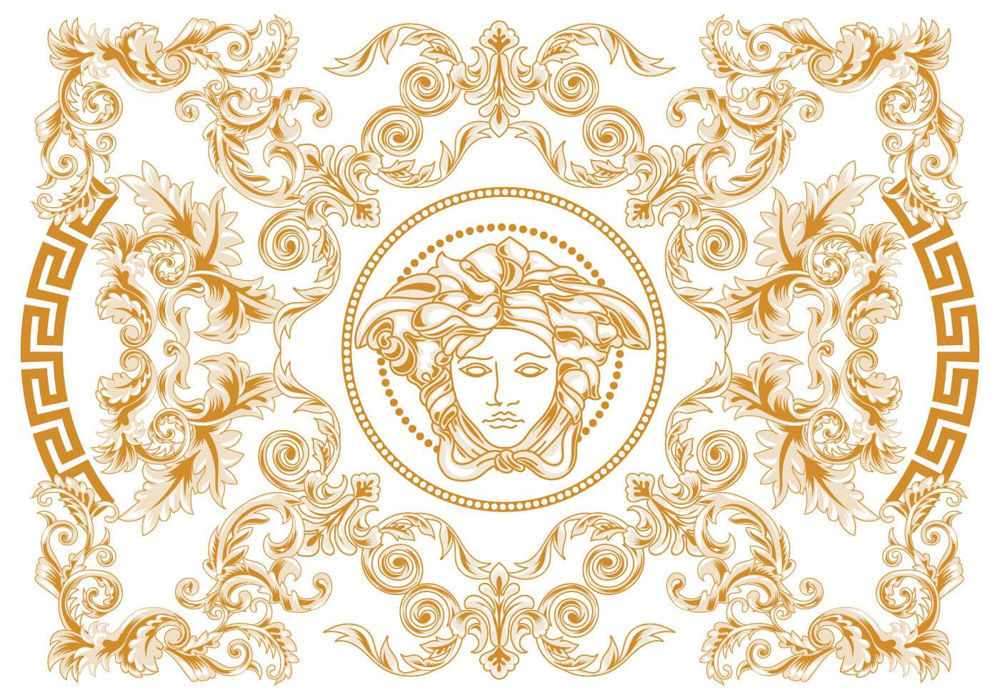 Modern Elegant Abstract Geometric Swirl and Carving Vector Versace