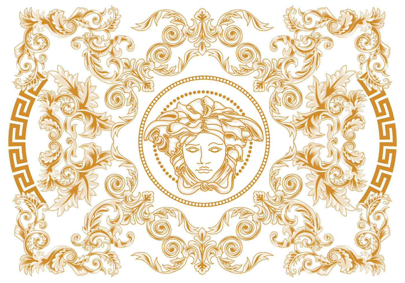 Modern Elegant Abstract Geometric Swirl and Carving Vector Versace ...