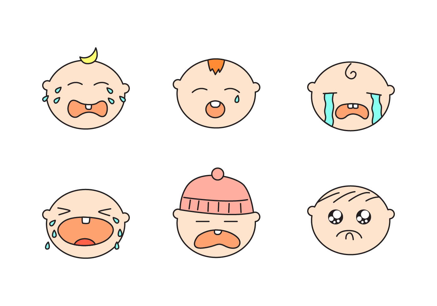 Download Cute Crying Baby Vector 141820 Vector Art at Vecteezy