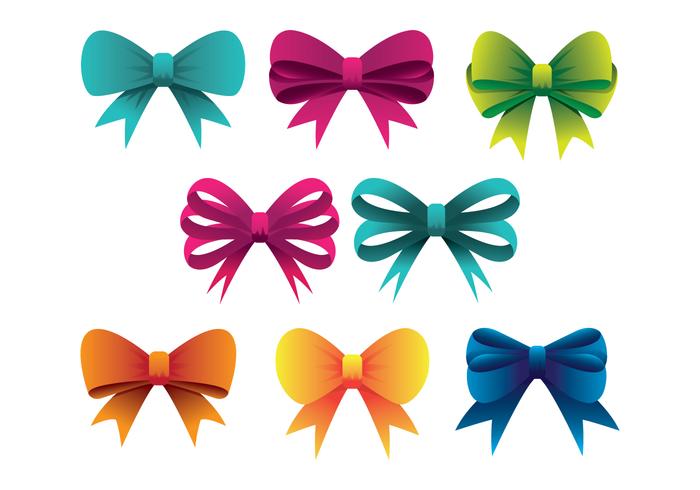 Colorful Hair Ribbon Icons Set vector