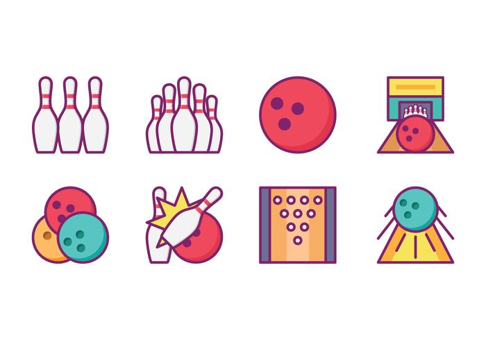 Bright Bowling Icon Pack vector