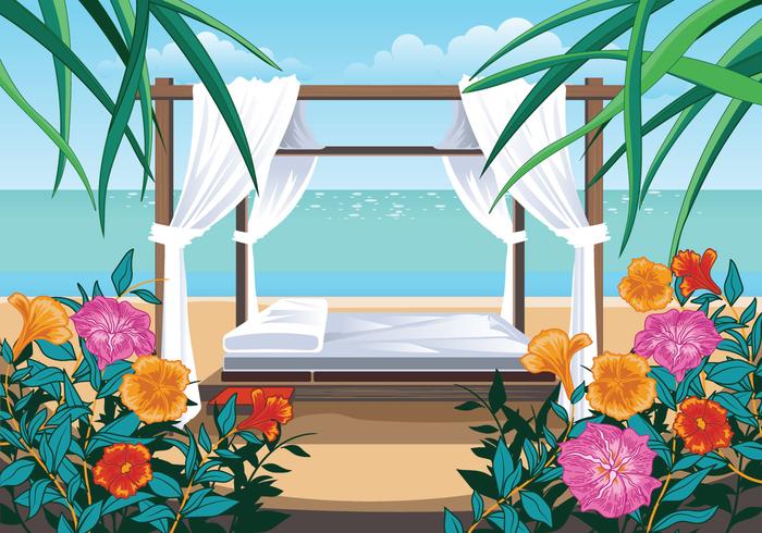 A Beautiful Beach and Cabana vector