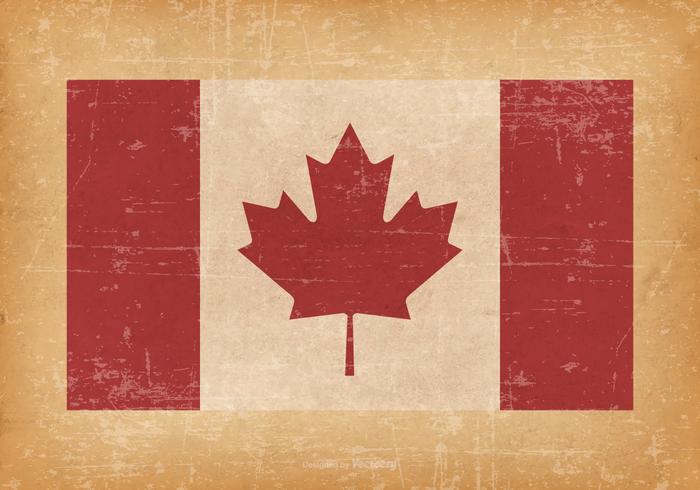 Bandera canadiense en el fondo de Grunge vector