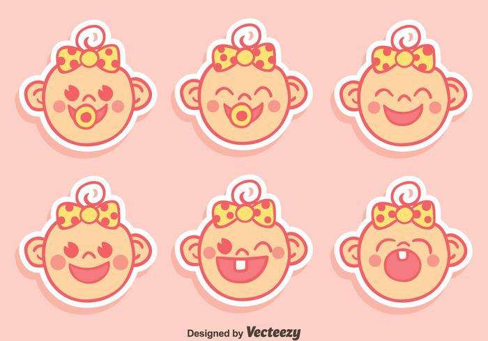 Cute Baby Face Expression With Ribbon Vector