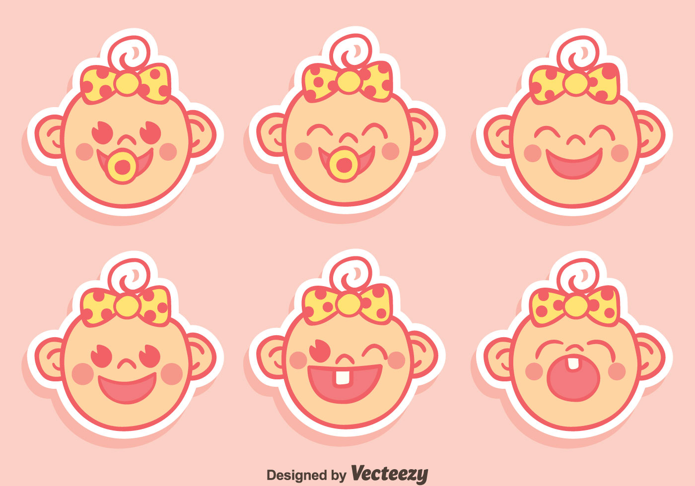 Download Cute Baby Face Expression With Ribbon Vector 141924 ...