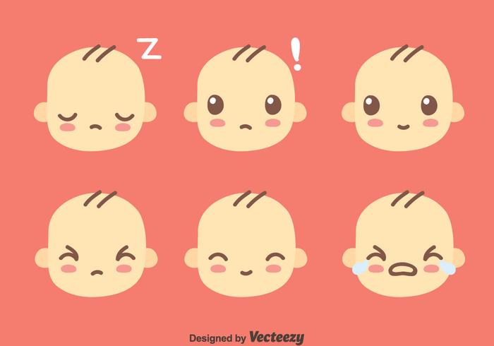 Cute Baby Face Collection Vector