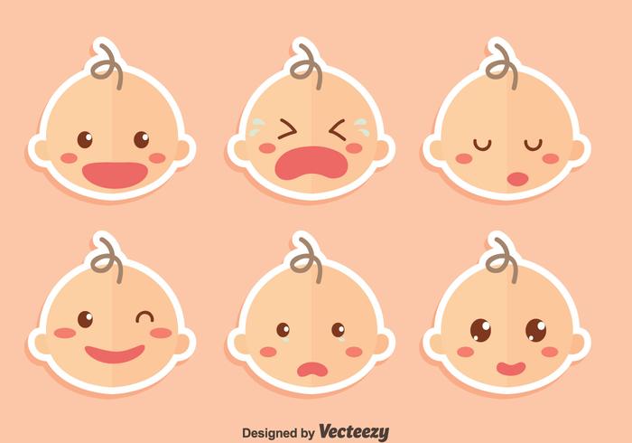 Cute Baby Face With Different Expression Vectors