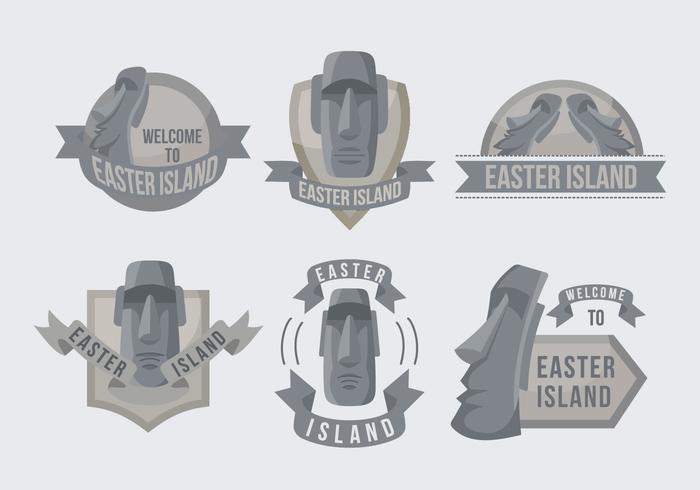 Easter Island Statue Label Illustration Vector Easter Island Statue Label Illustration Vector