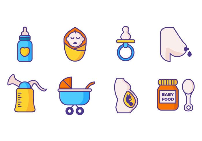 Vector libre de maternidad iconos de estilo de línea