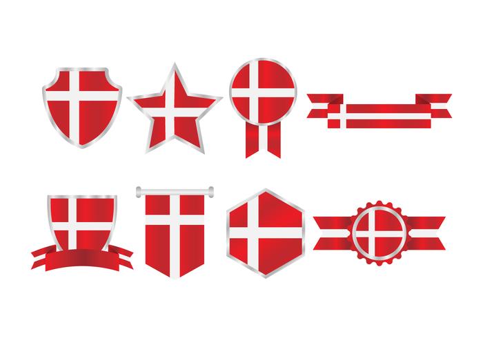 Free Danish Flag Badges Collection vector