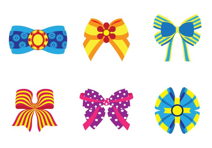 Six Bright Hair Ribbon Vectors 