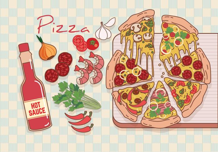 Pizza Ingredientes Vector