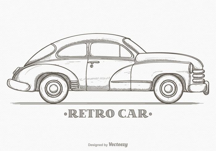 Hand Drawn Sketch Retro Car Vector