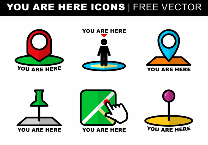 Usted está aquí iconos vectoriales sin vector