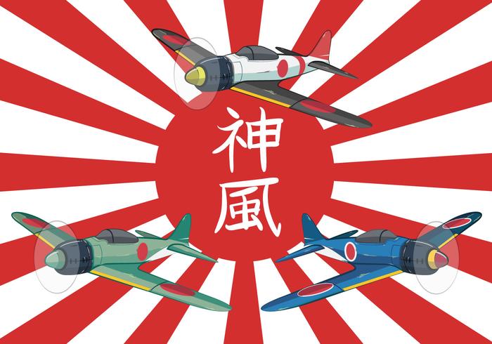 Kamikaze World War II Plane Vector Illustration Kamikaze World War II Plane Vector Illustration
